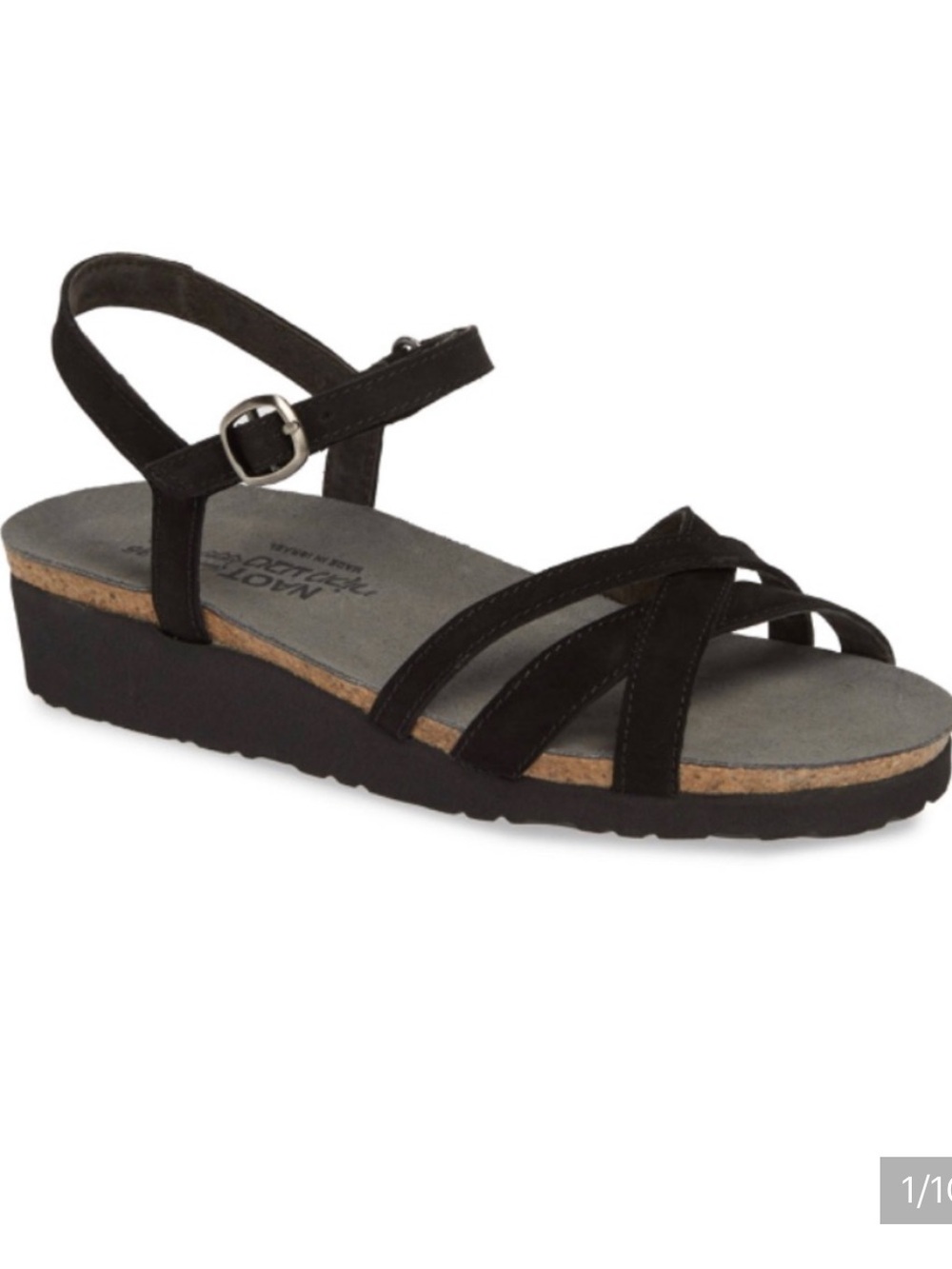 NAOT Brittany Black Wedge Strappy Casual Sandals Shoes 40 US 9